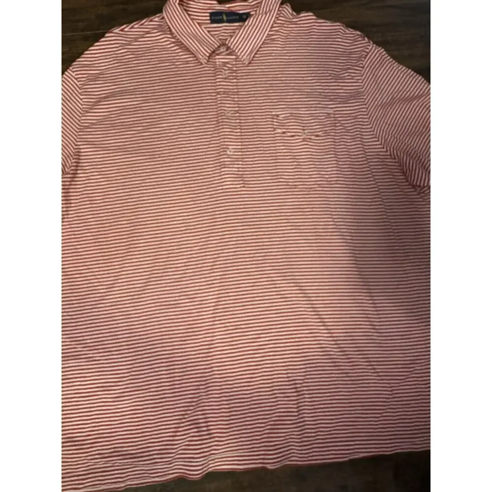 Polo Ralph Lauren Men’s Sz 4XB red Stripe Short Sleeve